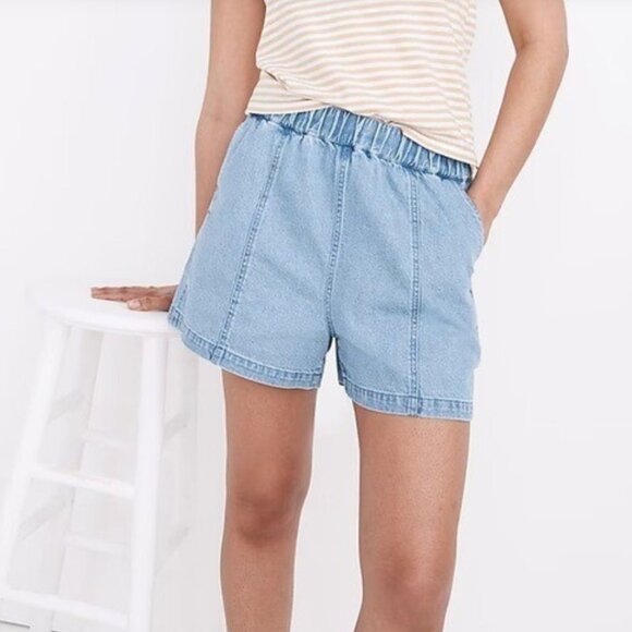 Madewell pull-on denim shorts in Rathmore wash roomy pockets S - Picture 9 of 9